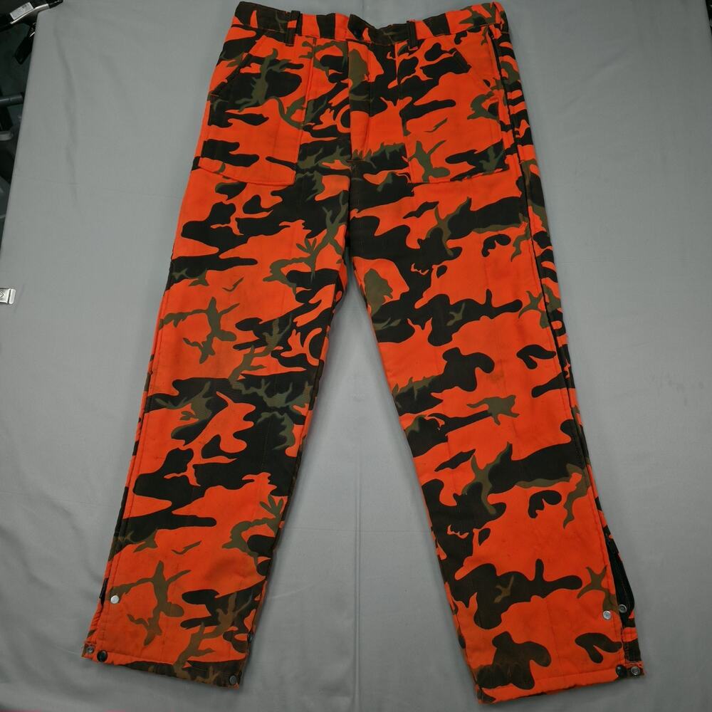 Dickies Mens XL Blaze Orange Camo Insulated Hunting Pants USA Workwear Vintage